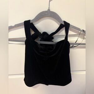 Garage Black Velvet Halter Crop Top